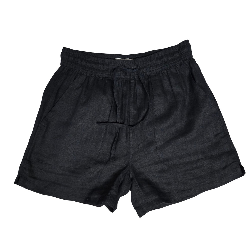C&C California 100% Linen Shorts 4" Drawstring Pockets Beach Black Women's Sz S